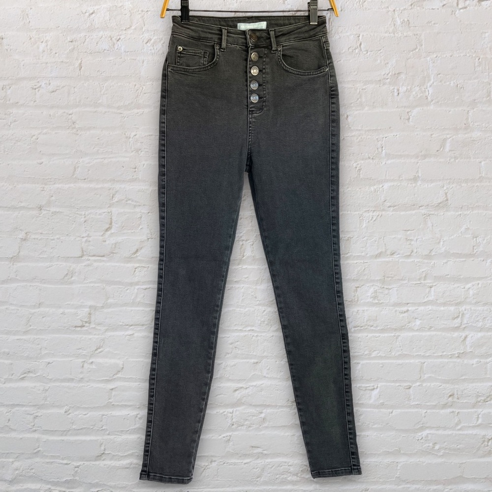 NWT Antonio Melani Faded Black Button Fly High Rise Skinny Jeans Size 26